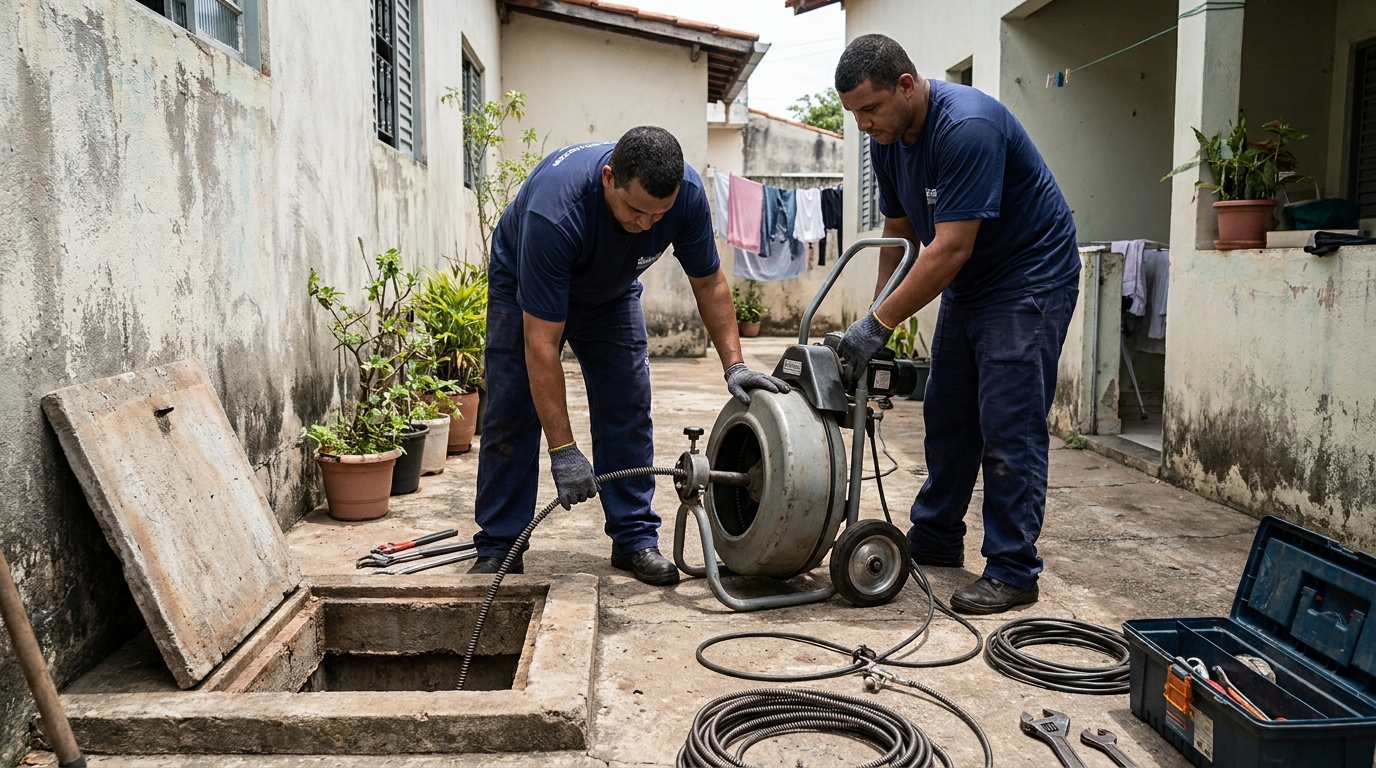 Desentupimento de Coluna Sanitária na Floresta, Porto Alegre‑RS
