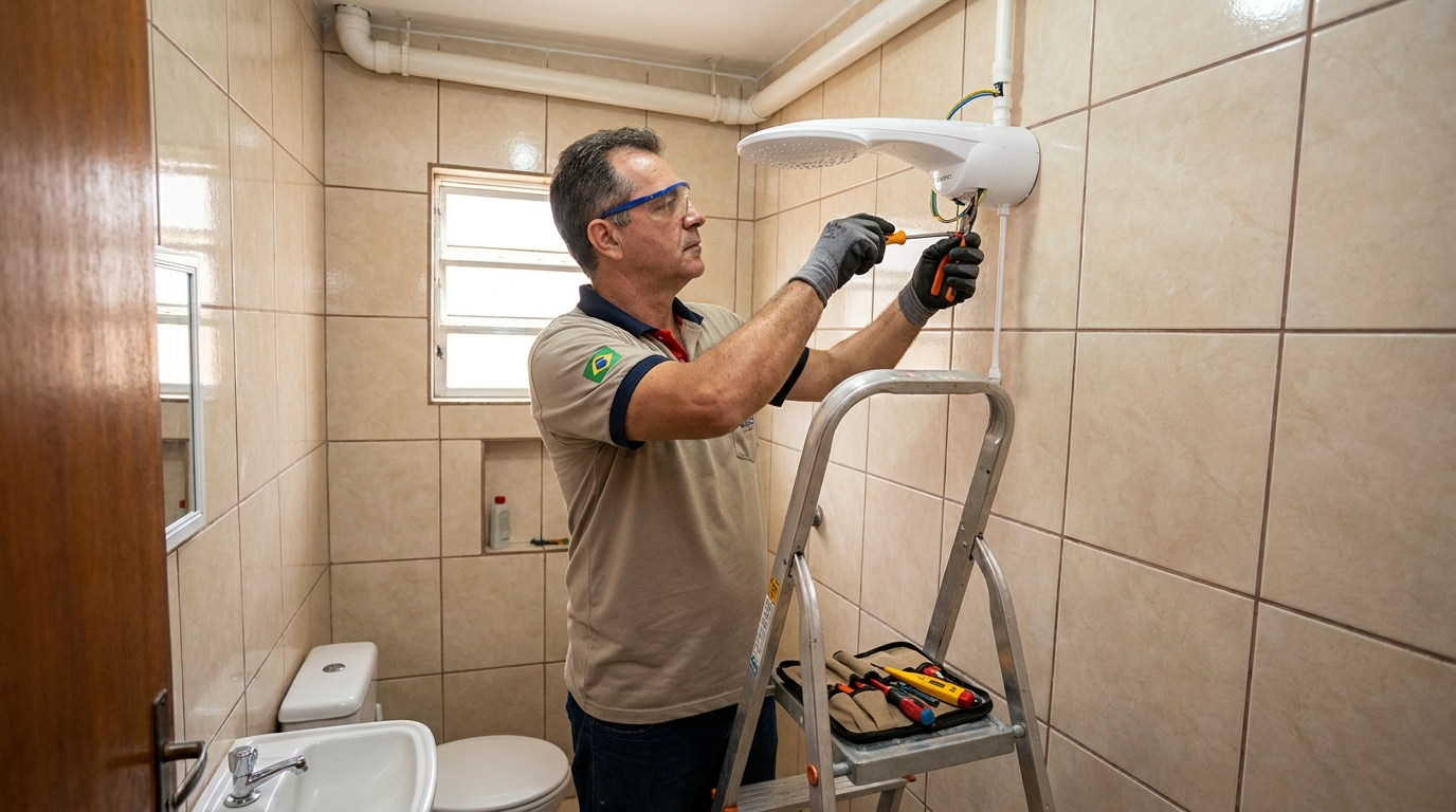 Substituição de Chuveiro Antigo na Vila Farrapos, Porto Alegre‑RS